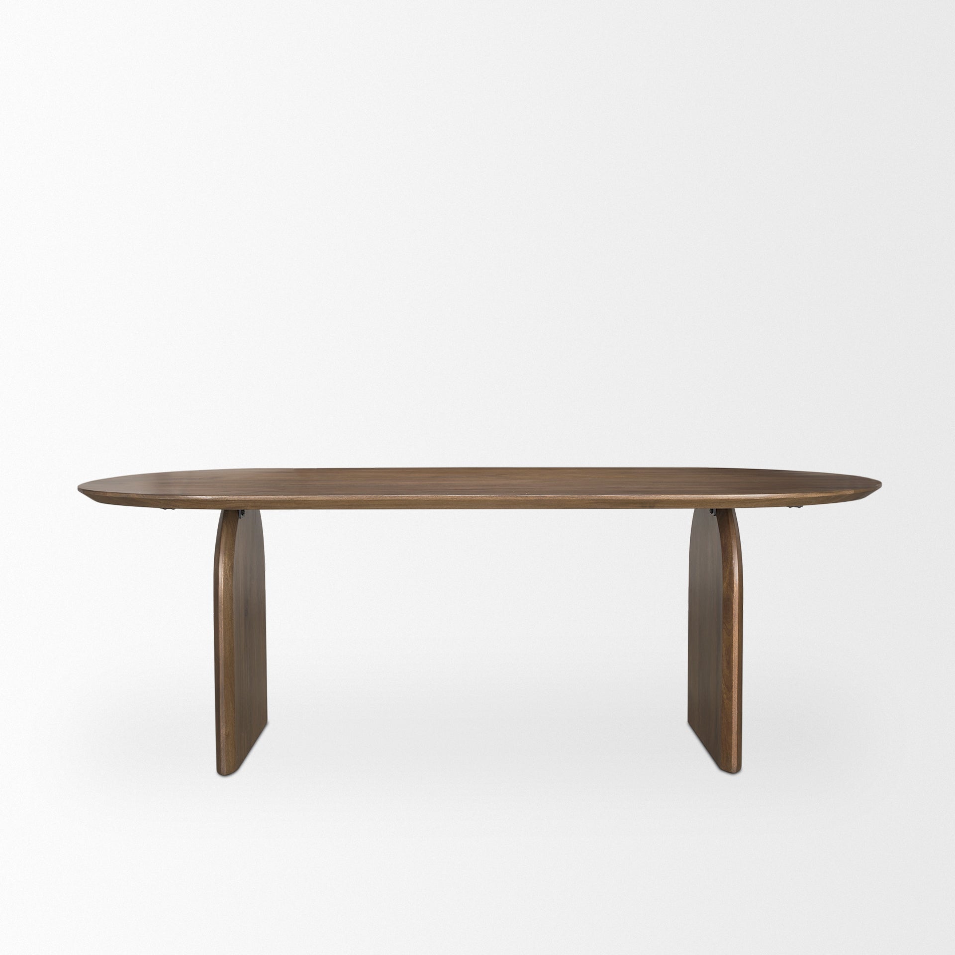 Isla Oval Dining Table w/Dark Brown Wood Top & Arched Legs - Calgary Furniture Store