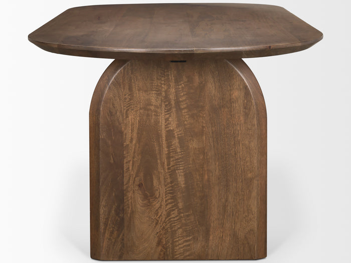 Isla Oval Dining Table w/Dark Brown Wood Top & Arched Legs - Calgary Furniture Store