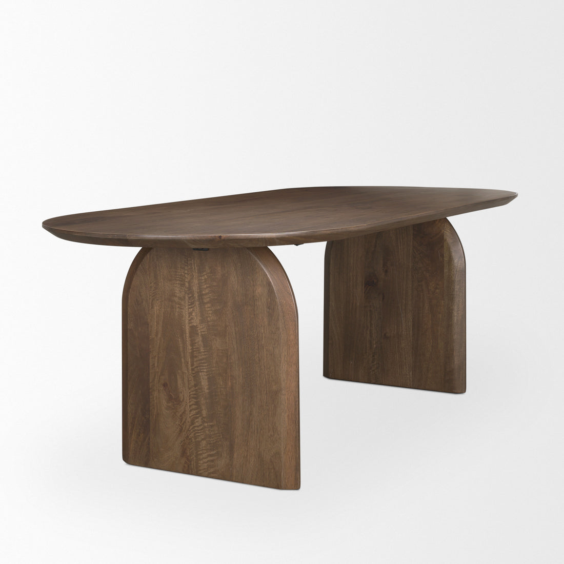 Isla Oval Dining Table w/Dark Brown Wood Top & Arched Legs - Calgary Furniture Store