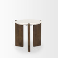 Rumer Dark Brown Mango Wood Side Table White Marble Top