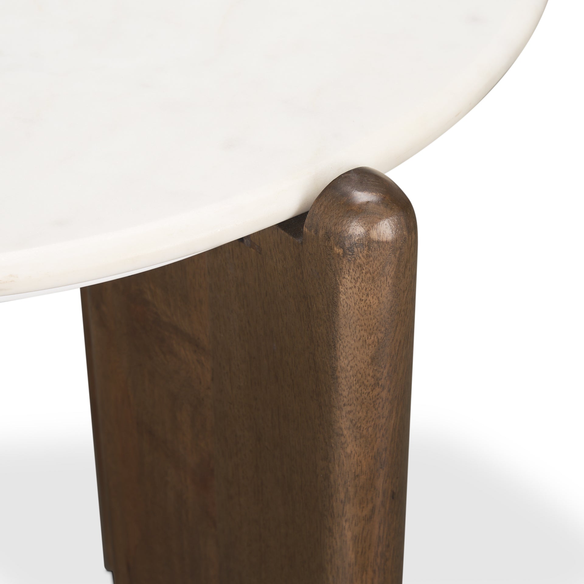 Rumer Dark Brown Mango Wood Side Table White Marble Top