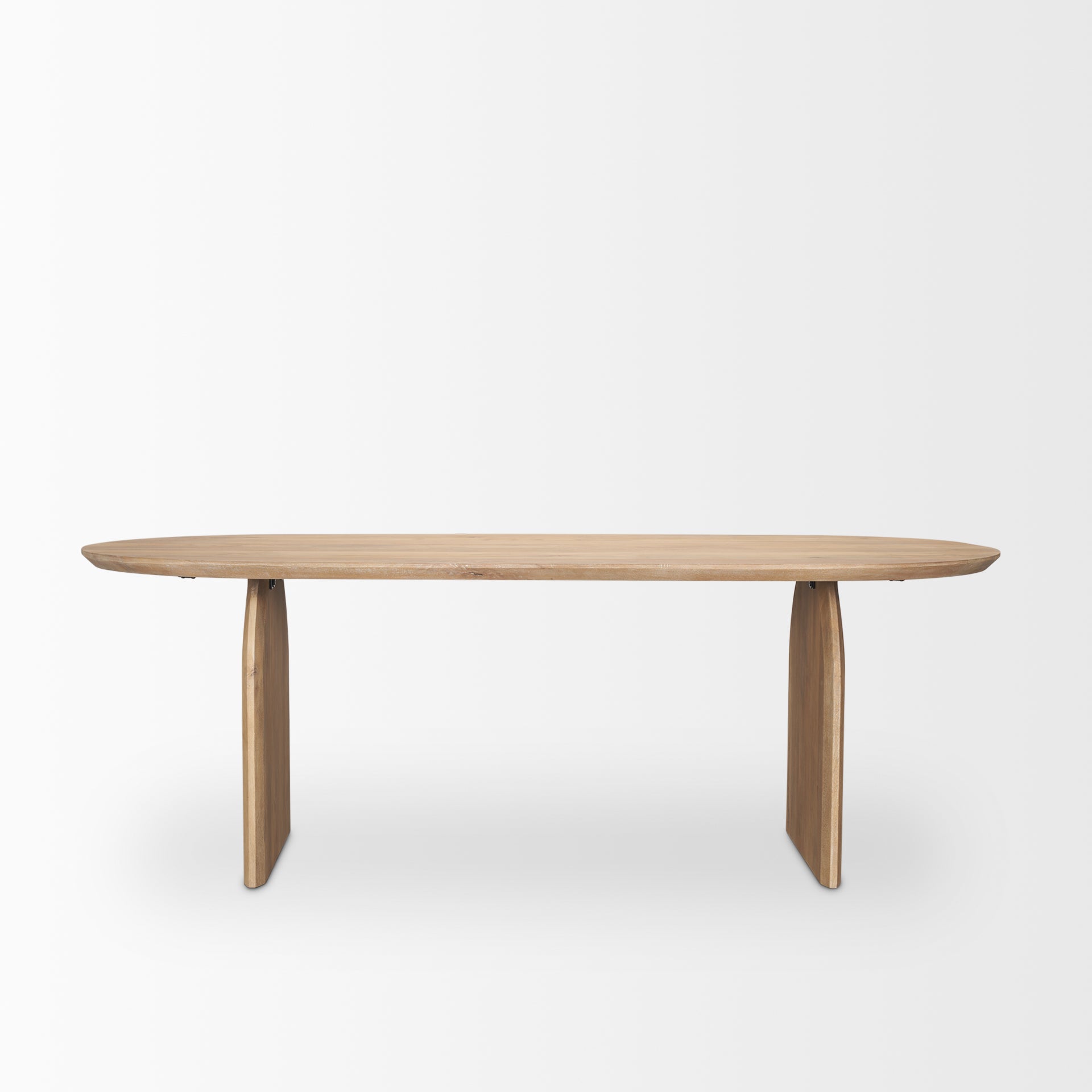 Isla Oval Dining Table w/Light Brown Wood Top & Arched Legs - Calgary Furniture Store