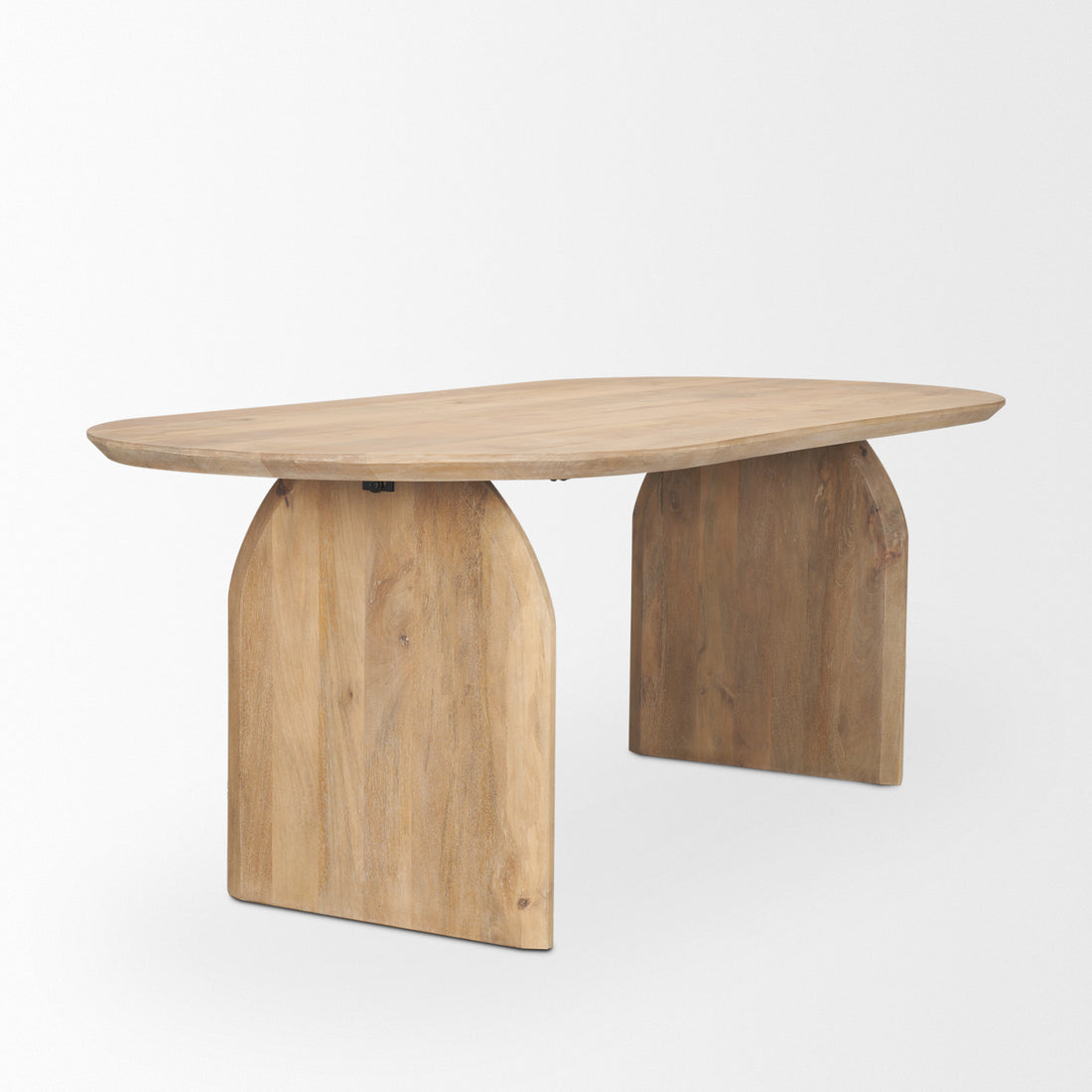Isla Oval Dining Table w/Light Brown Wood Top & Arched Legs - Calgary Furniture Store
