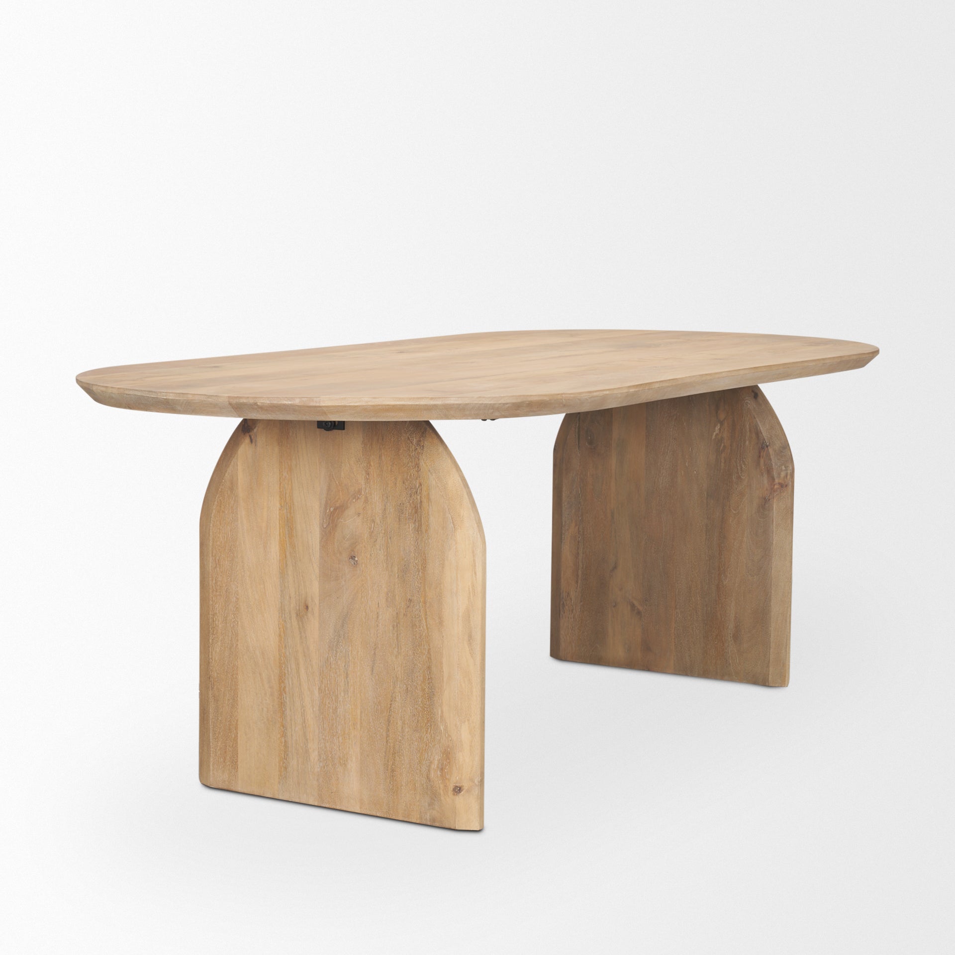 Isla Oval Dining Table w/Light Brown Wood Top & Arched Legs - Calgary Furniture Store