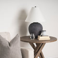 Marvin Black Ceramic Table Lamp with White Drum Shade
