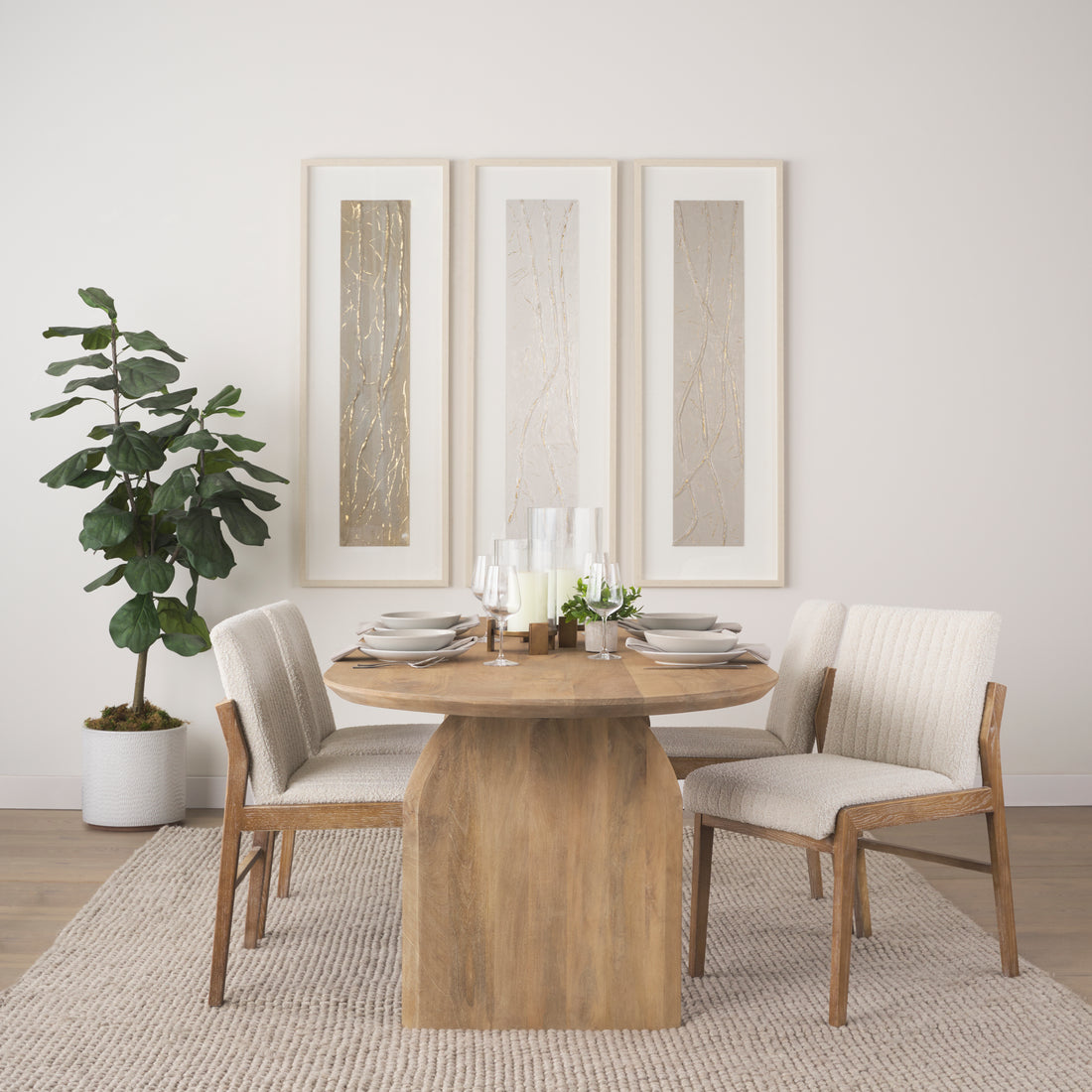 Isla Oval Dining Table w/Light Brown Wood Top & Arched Legs - Calgary Furniture Store