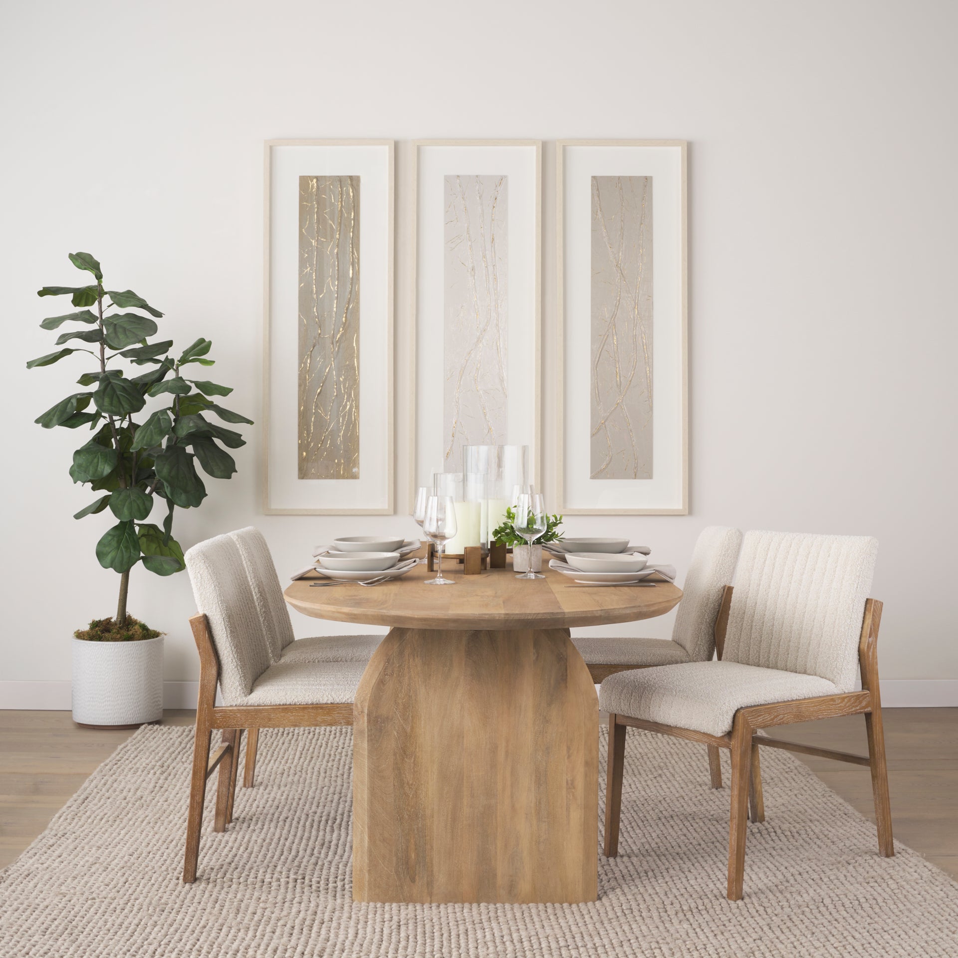 Isla Oval Dining Table w/Light Brown Wood Top & Arched Legs - Calgary Furniture Store