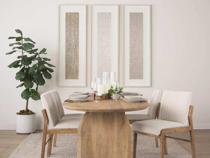 Isla Oval Dining Table w/Light Brown Wood Top & Arched Legs - Calgary Furniture Store