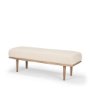 Shae Brown Wood w/ Oatmeal Fabric Bench - Calgary Furniture Store