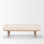 Shae Brown Wood w/ Oatmeal Fabric Bench - Calgary Furniture Store