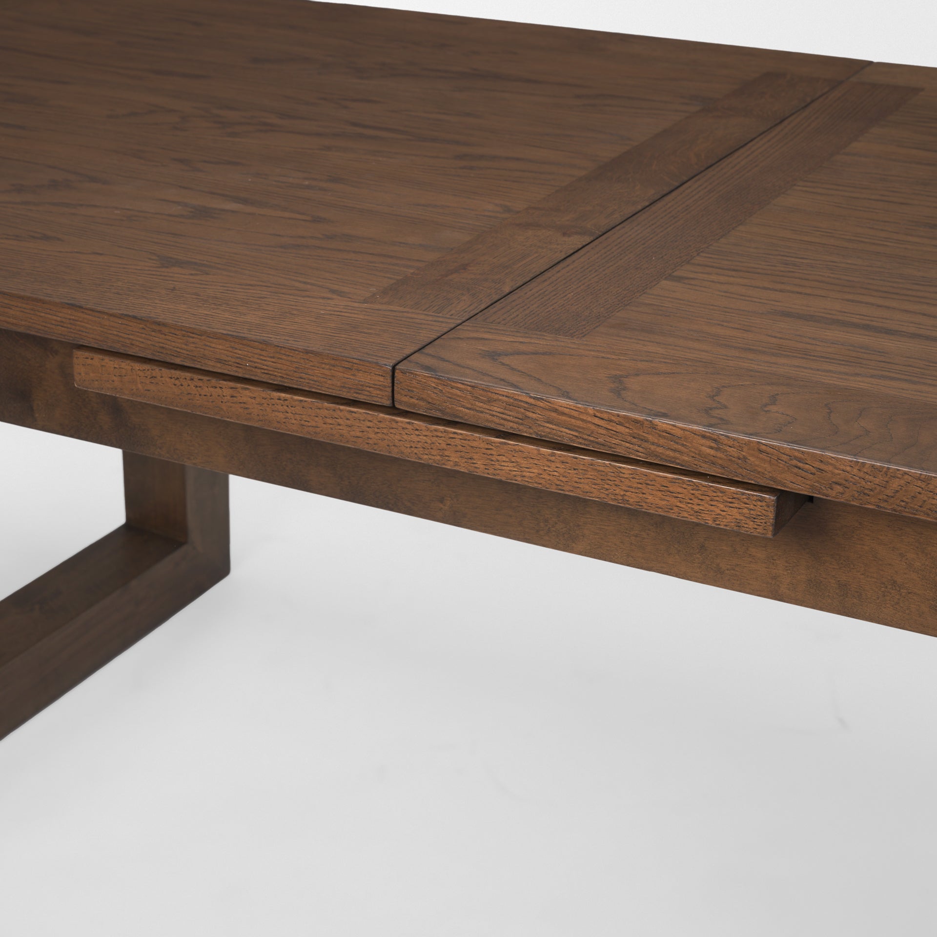 Takota Dark Brown Rectangular Oak Dining Table with Birch Legs