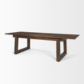 Takota Dark Brown Rectangular Oak Dining Table with Birch Legs