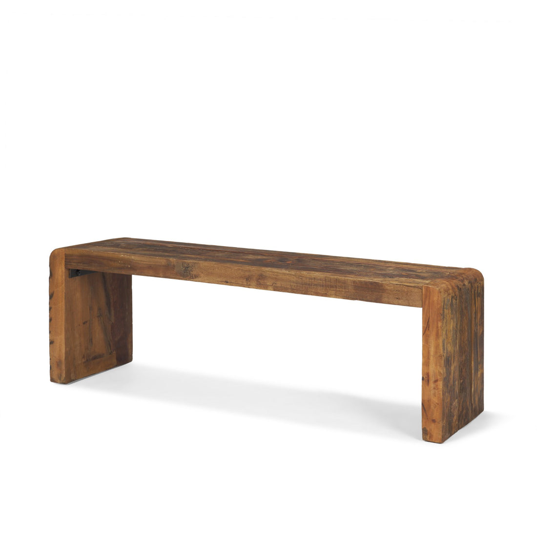 Estelle Rustic Brown Reclaimed Wood Bench - Calgary Furniture Store