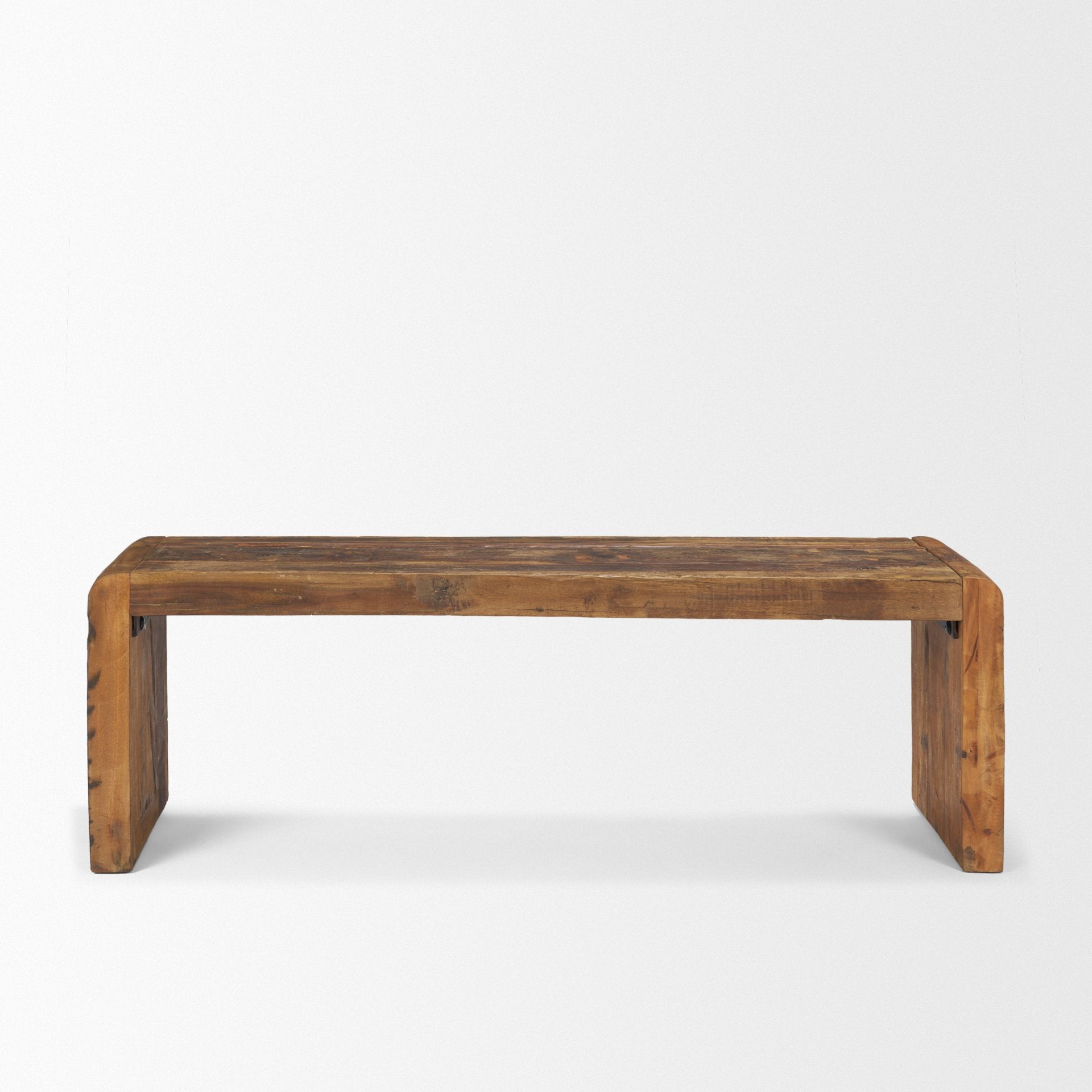 Estelle Rustic Brown Reclaimed Wood Bench - Calgary Furniture Store