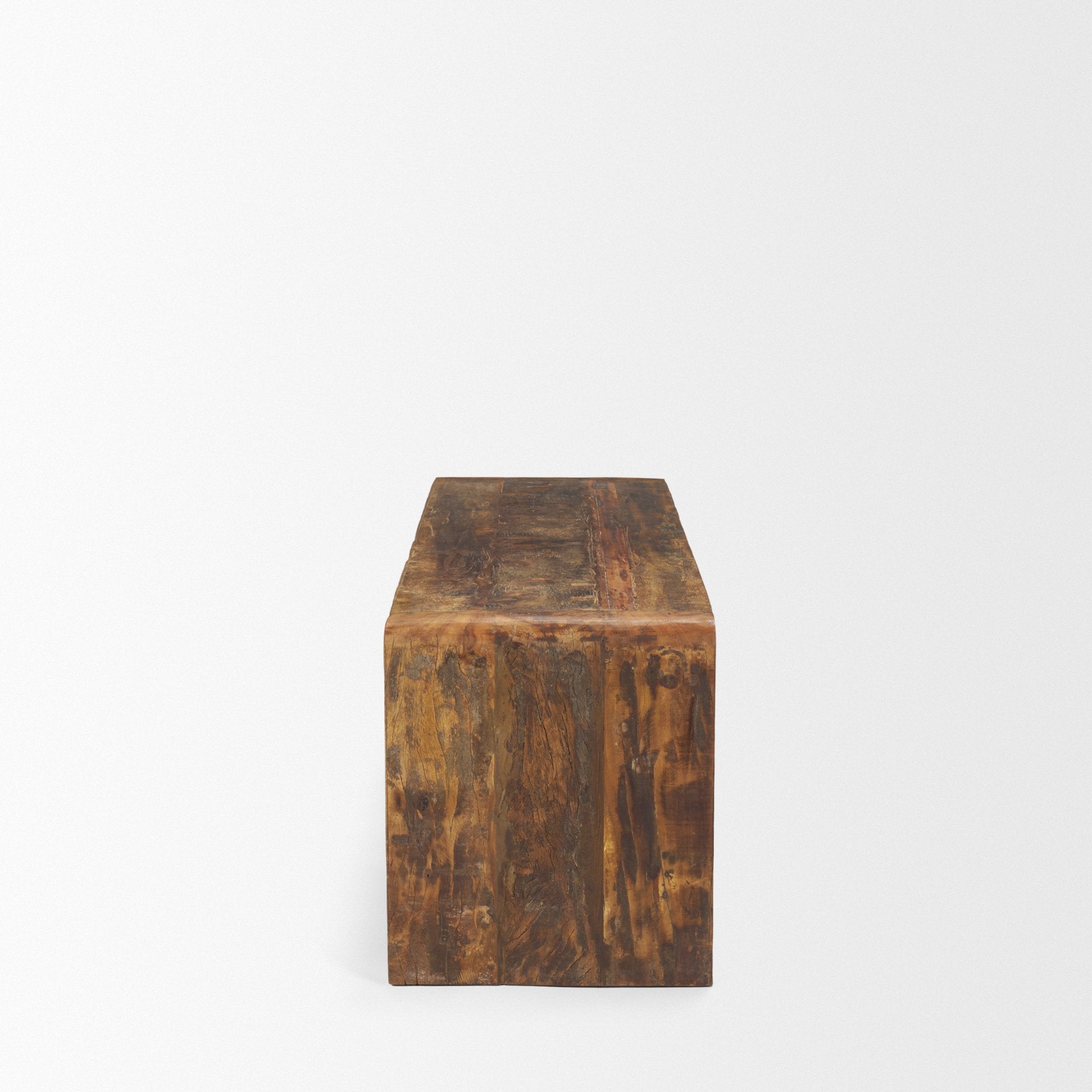 Estelle Rustic Brown Reclaimed Wood Bench - Calgary Furniture Store