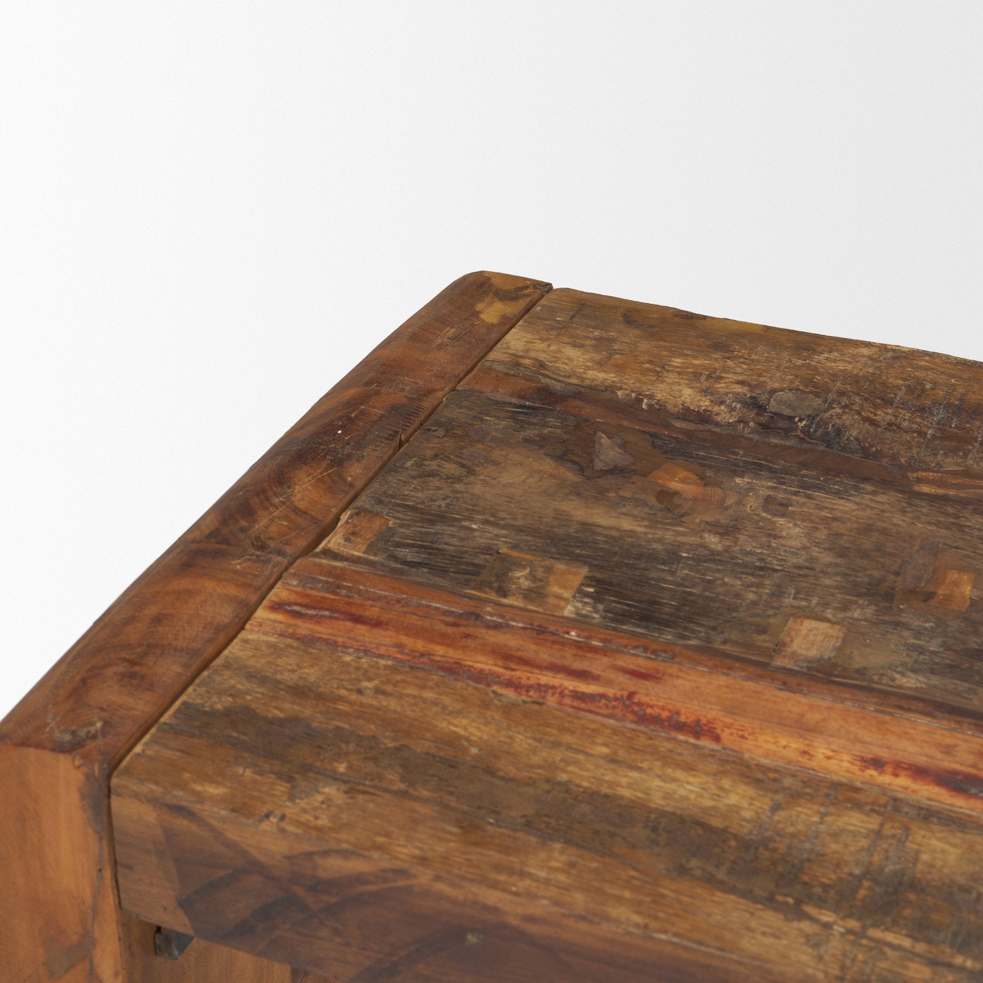 Estelle Rustic Brown Reclaimed Wood Bench - Calgary Furniture Store