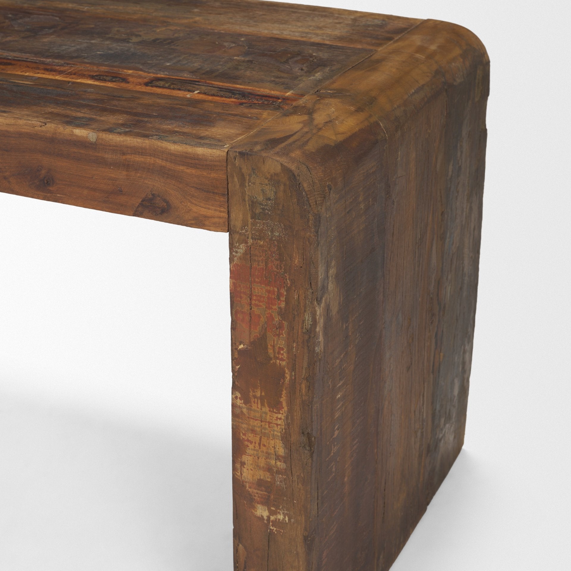 Estelle Rustic Brown Reclaimed Wood Bench - Calgary Furniture Store