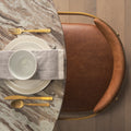 Hollyfield Brown Top-Grain Leather Dining Chair with Gold Frame