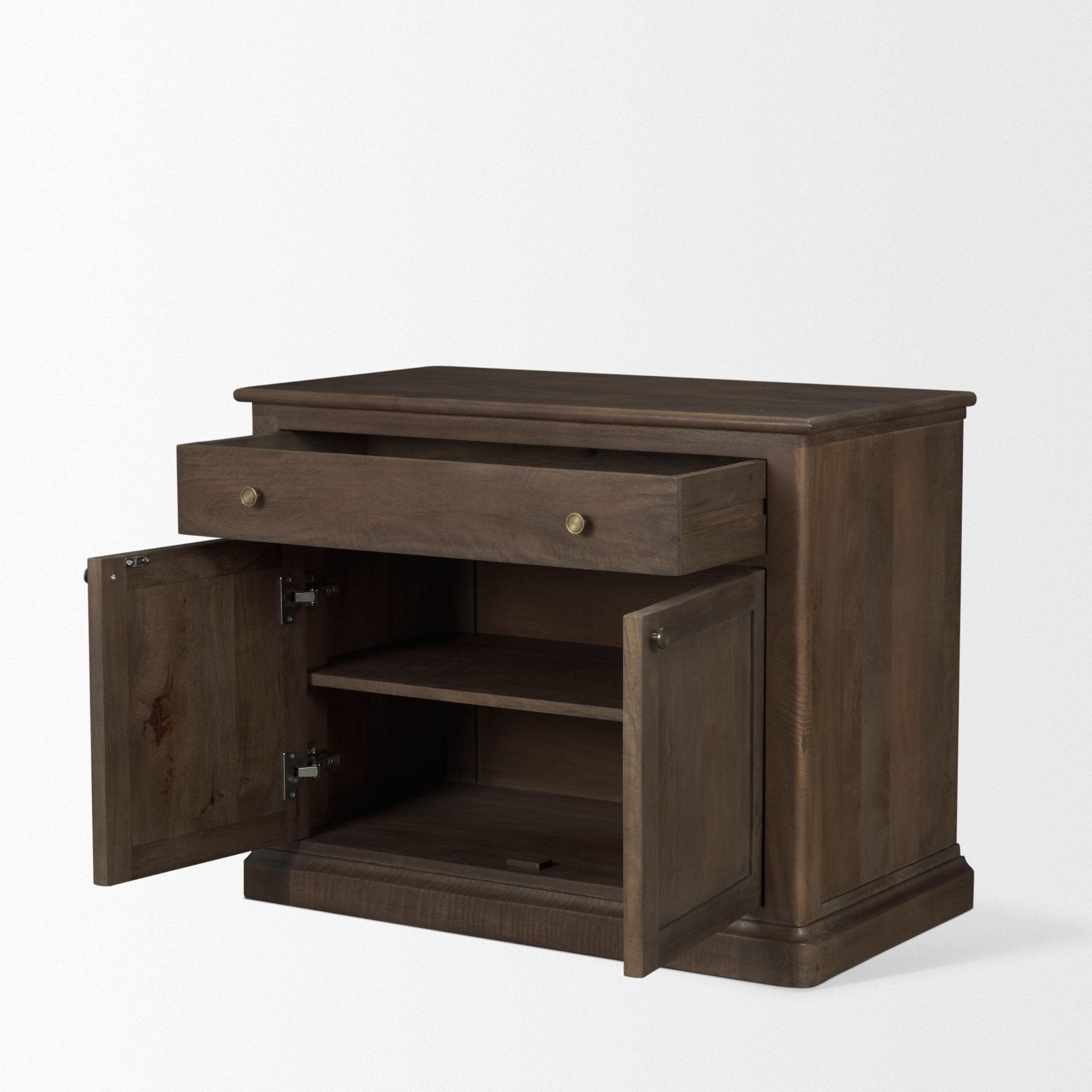Baron Dark Brown Solid Wood w/ Antique Knobs 2-Door Accent Cabinet - Calgary Furniture Store