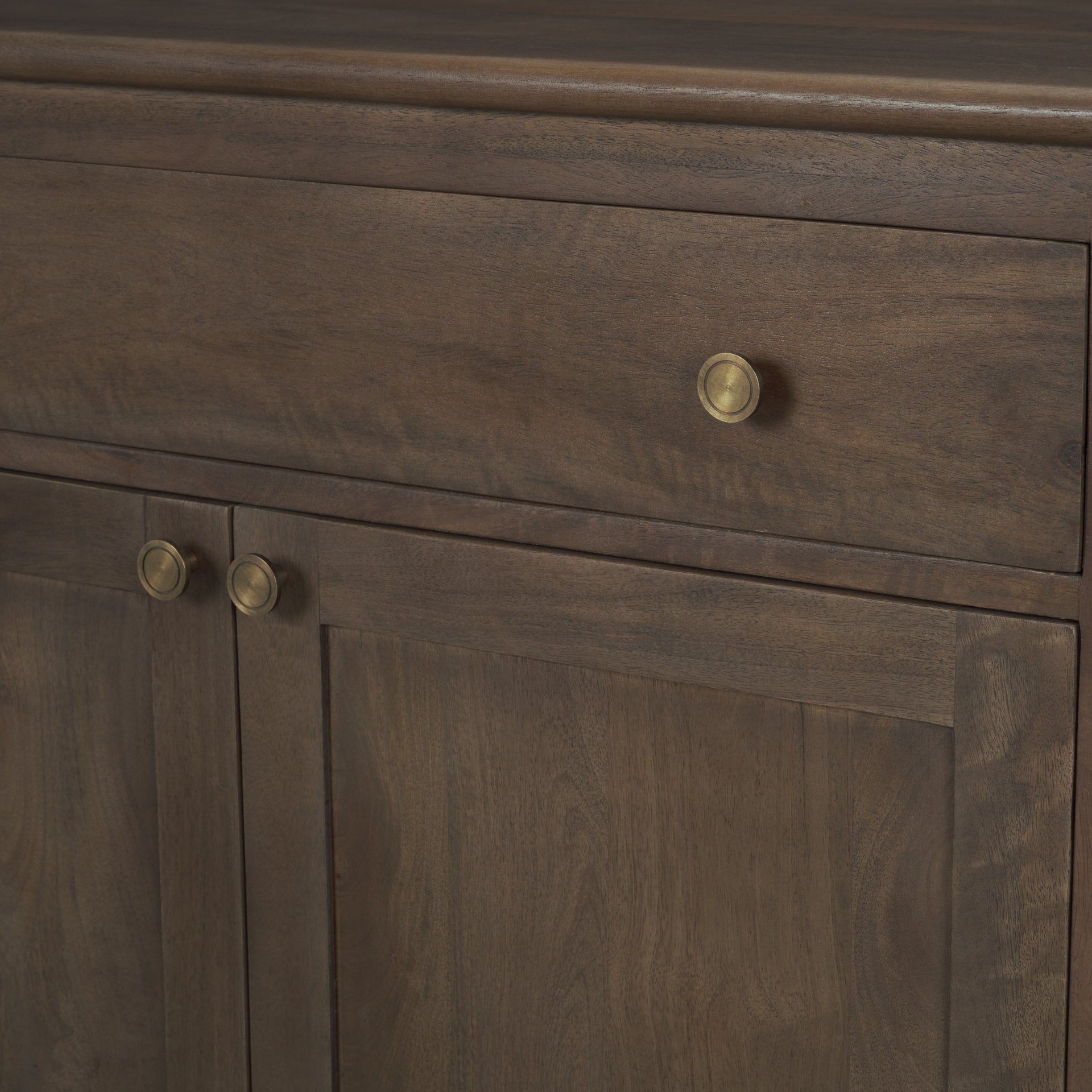 Baron Dark Brown Solid Wood w/ Antique Knobs 2-Door Accent Cabinet - Calgary Furniture Store