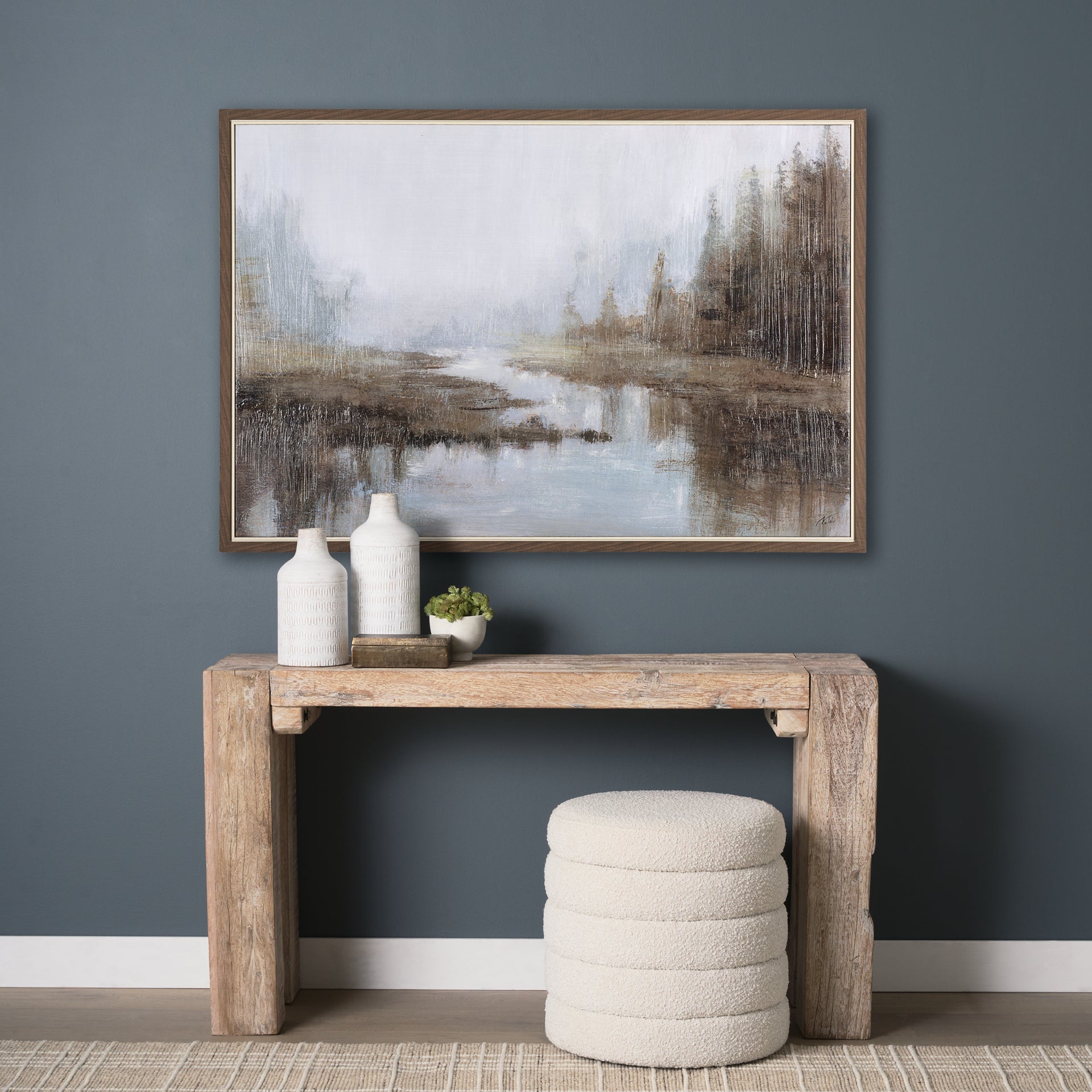 Morning Mist Hand-Embellished Textured Framed Canvas Wall Art