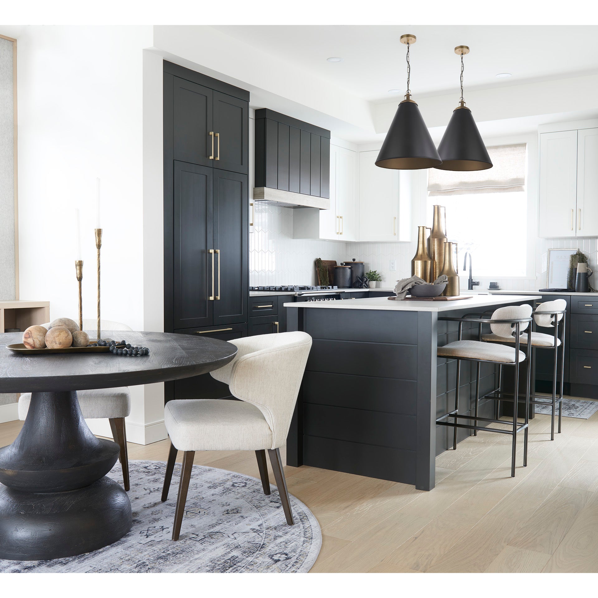 Niles Cream Fabric Wingback Dining Chair with Dark Wood Legs