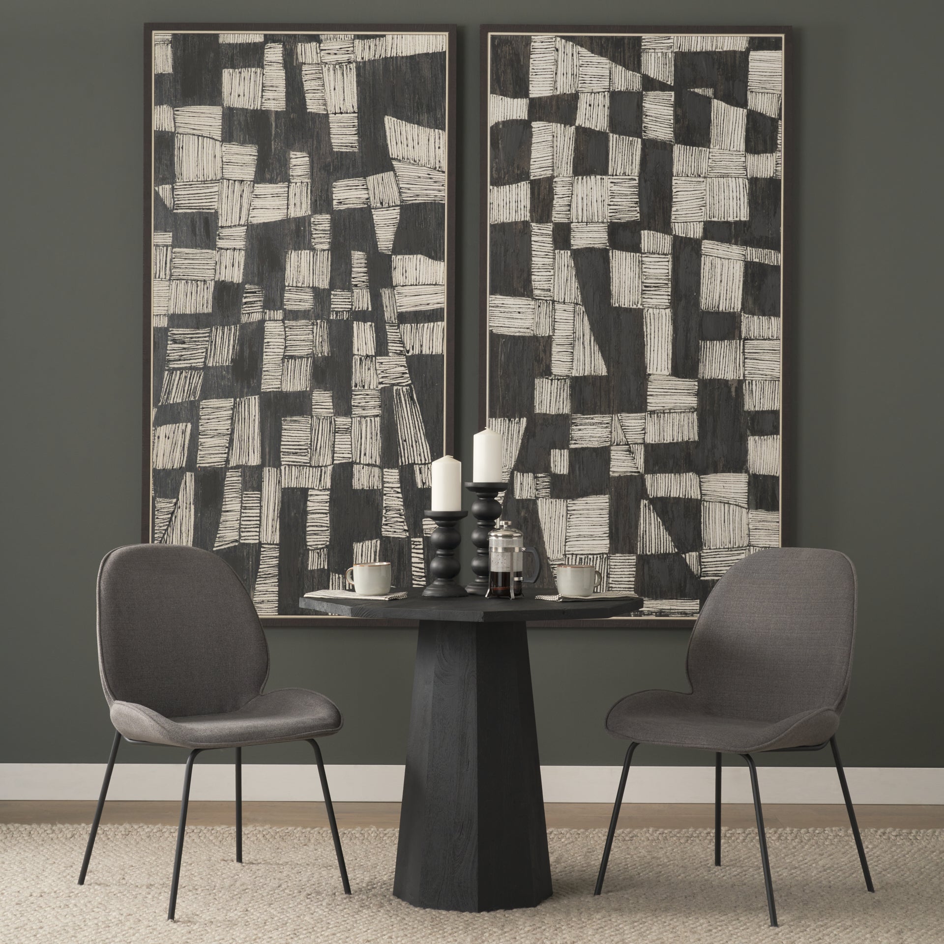 Inala Grey Fabric Seat Dining Chair with Black Metal Frame