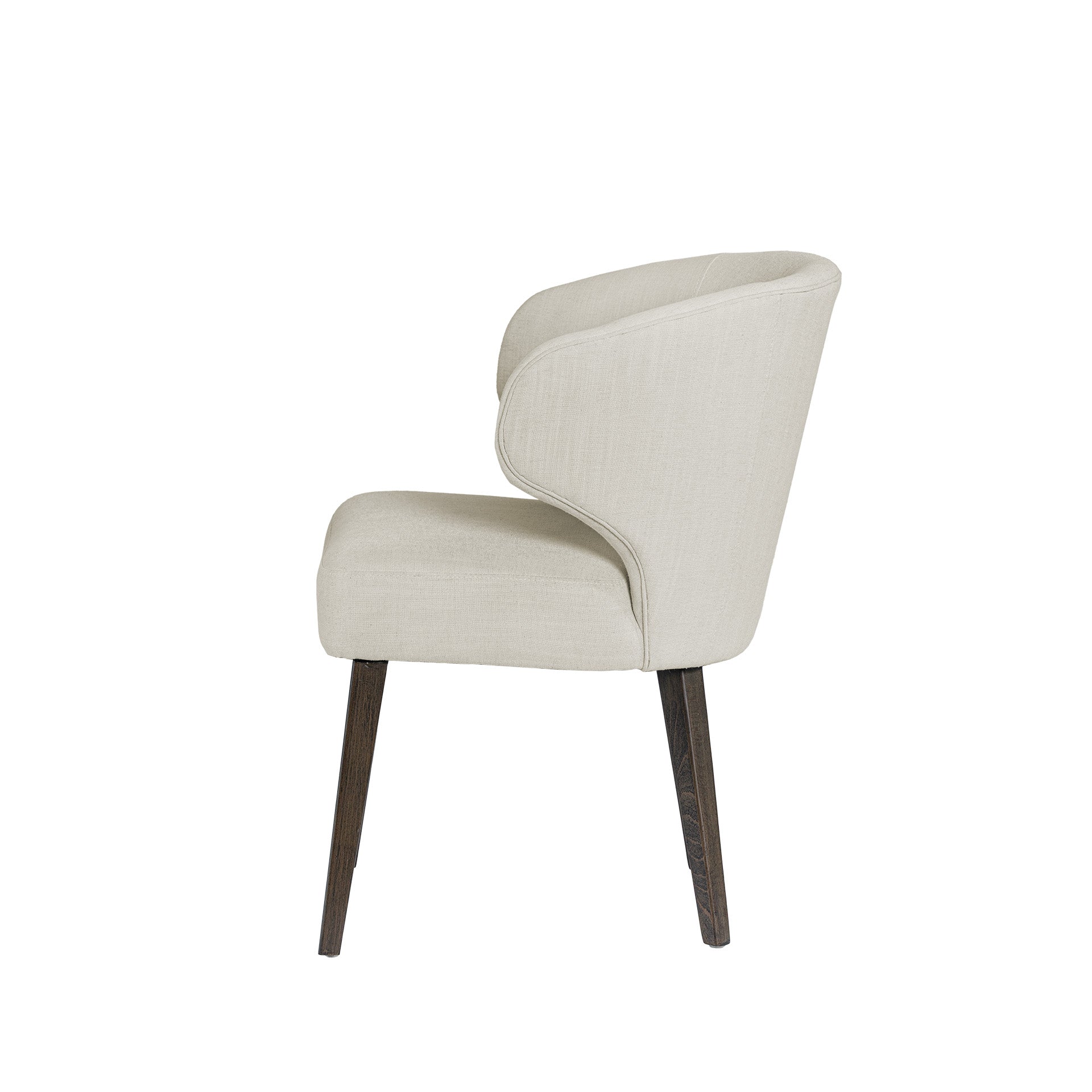 Niles Cream Fabric Wingback Dining Chair with Dark Wood Legs