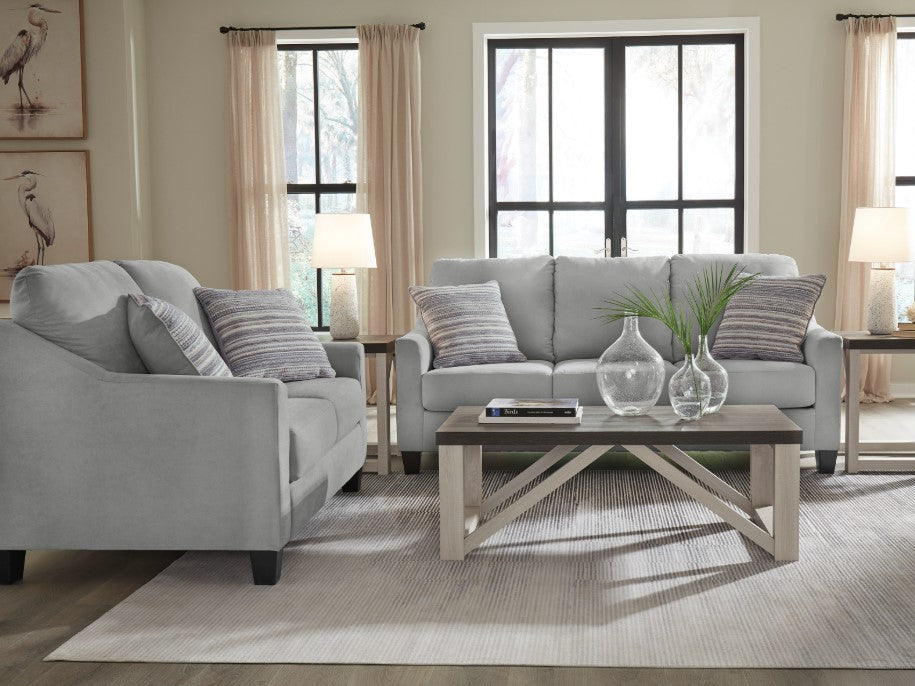 Adlai Shadow 3-Seat Polyester Suede-Look Velvet Sofa with Pillows