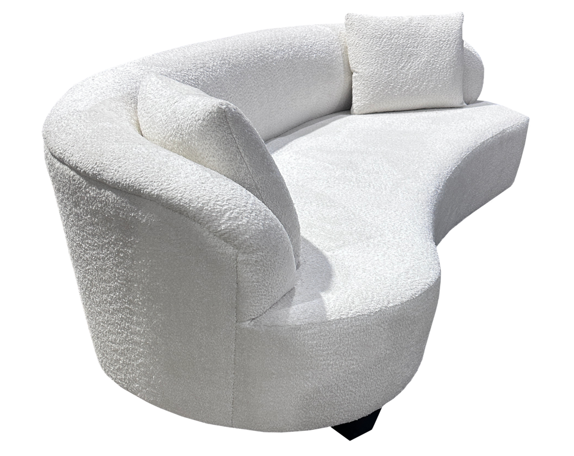 Sedona Curved Modern Sofa – Plush Upholstered White Bouclé Design