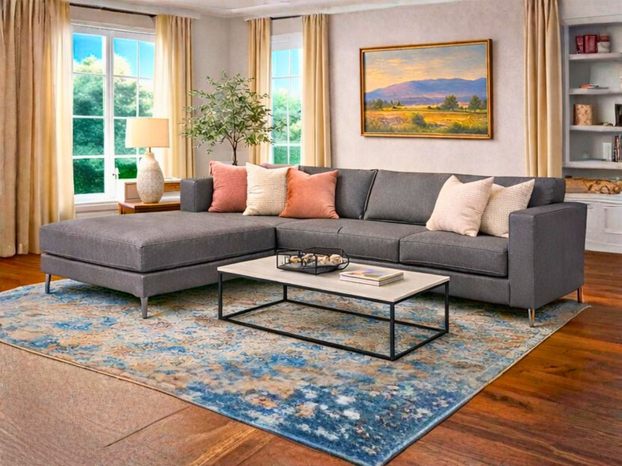 2089 Fargo Custom Sectional Dark Grey