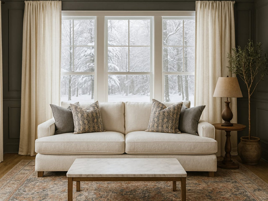 Camio Sofa with a coffee table in Calgary. 