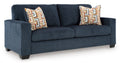 Aviemore Navy Polyester Sofa with Platform Foundation and Pillows