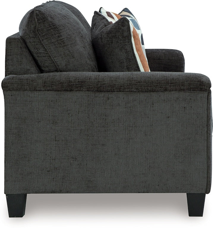 Benchcraft Erinslane Three-Cushion Fabric Sofa with Accent Pillows Tapered Legs