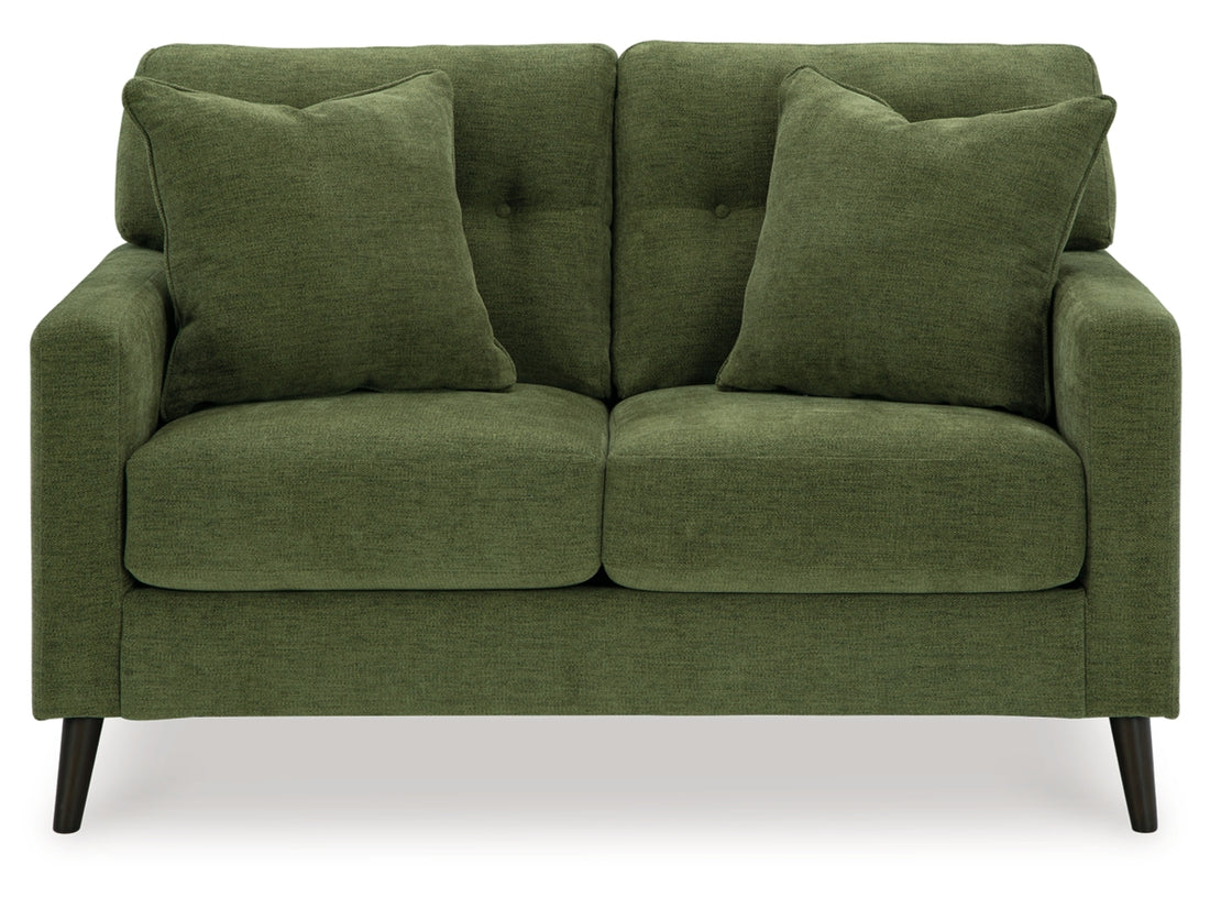 Bixler Tufted Two-Seater Loveseat in Olive Performance Fabric