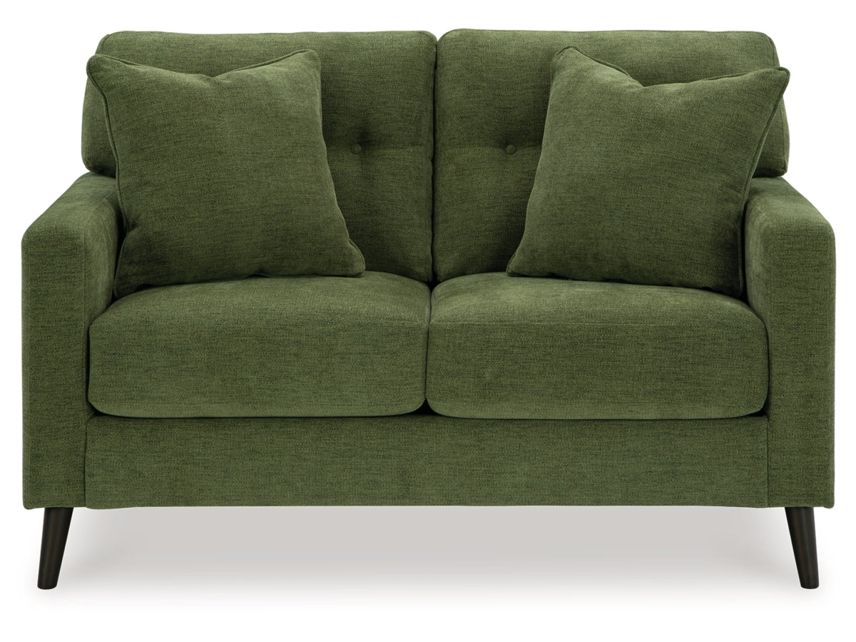 Bixler Tufted Two-Seater Loveseat in Olive Performance Fabric