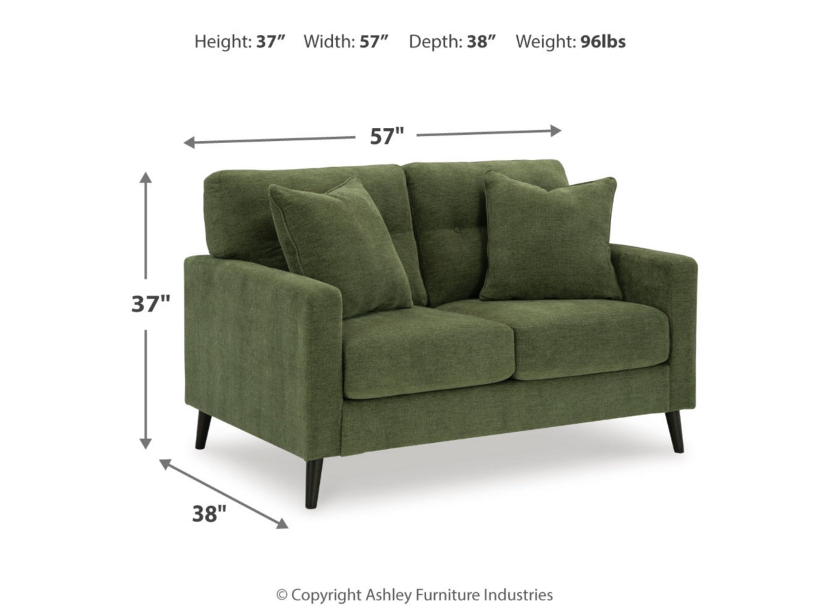 Bixler Tufted Two-Seater Loveseat in Olive Performance Fabric