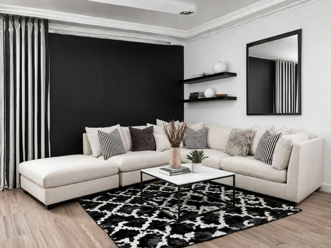 Custom Fabric Sectional in a modern living room setting. 