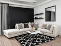 2875 Custom Fabric Sectional in a black and white living room setting. 