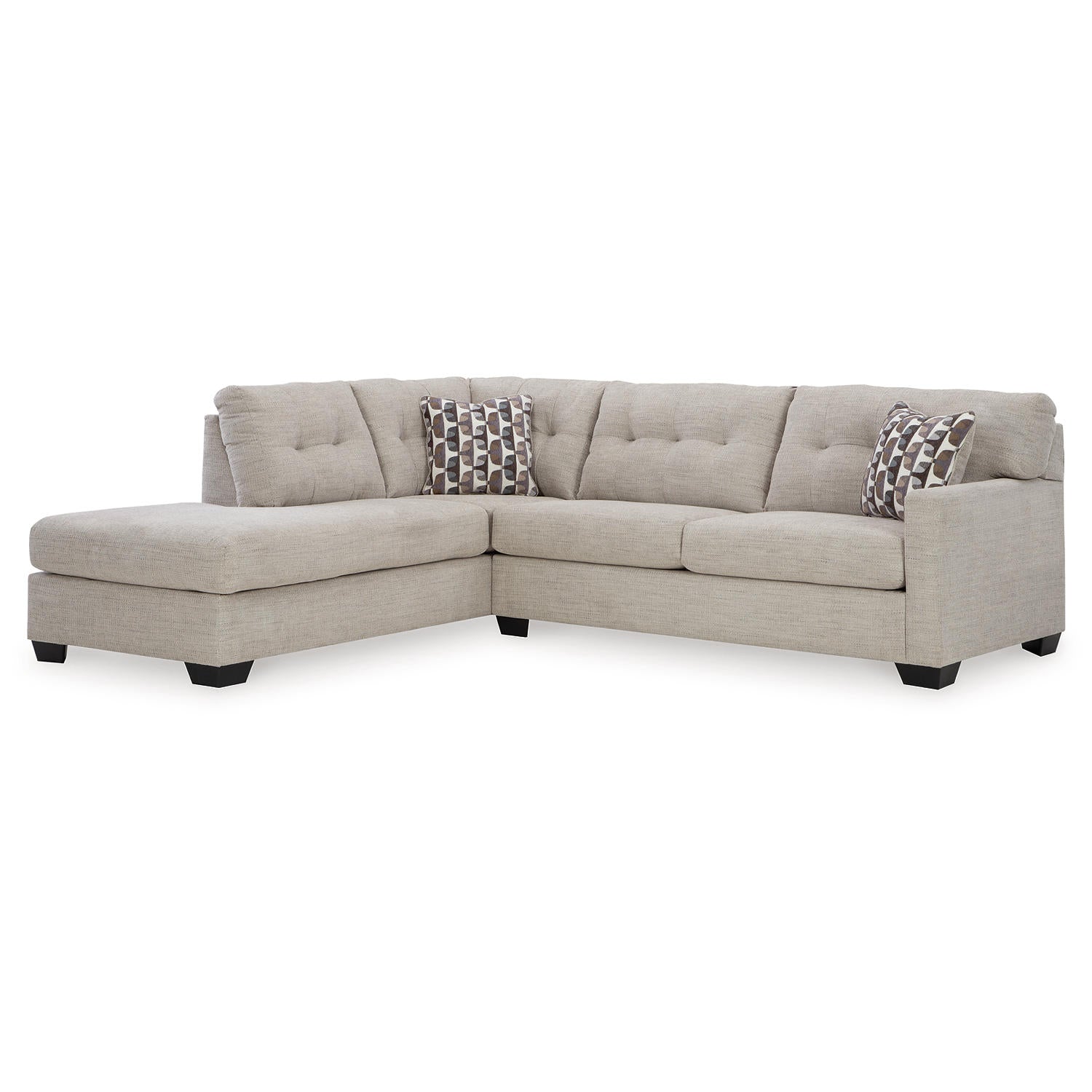 Mahoney 2-Piece Sectional Sofa with Chaise Tufted Back Pebble