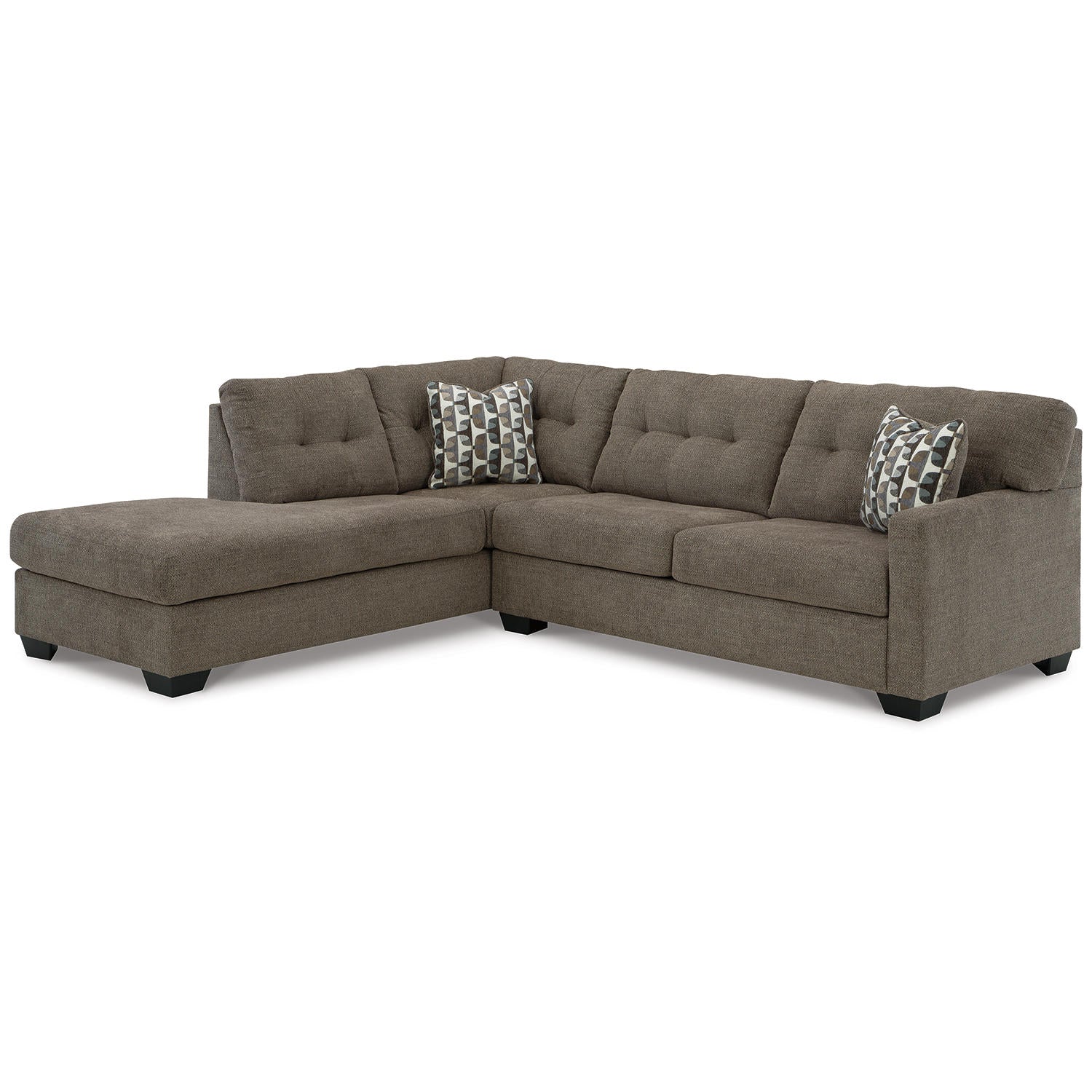 Mahoney 2-Piece Sectional Sofa with Chaise Tufted Back Pebble