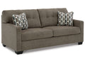 Mahoney Tufted Chocolate Fabric Sofa with Plush Cushions