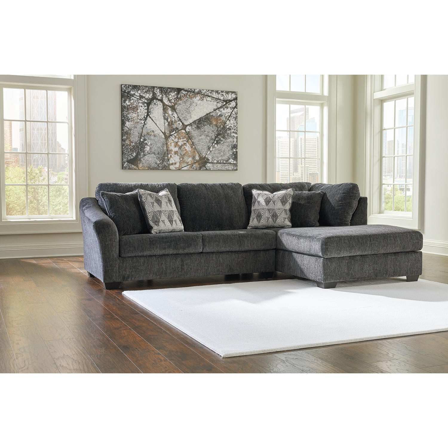 Biddeford 2-Piece Sectional Chaise Sofa Shadow Upholstered Comfort Design
