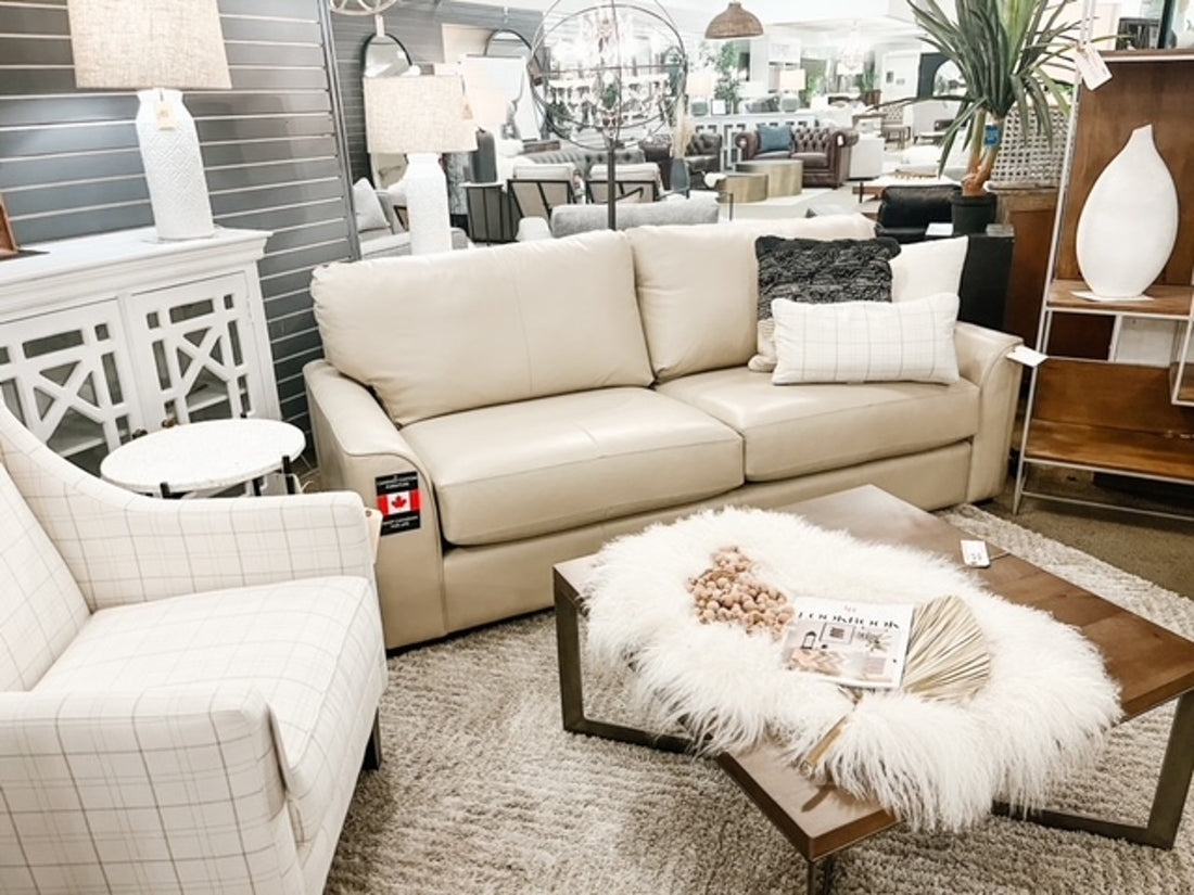 🇨🇦 3786 Custom Leather Sofa | Calgary Furniture Store
