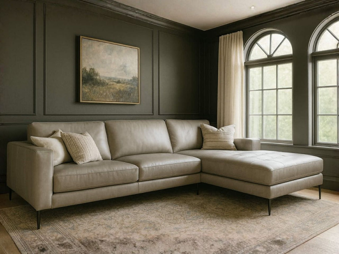 3795 Gray Leather Sectional 🇨🇦 | Calgary Furniture Store