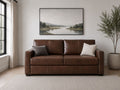 Brown leather sleeper sofa with clean modern lines.