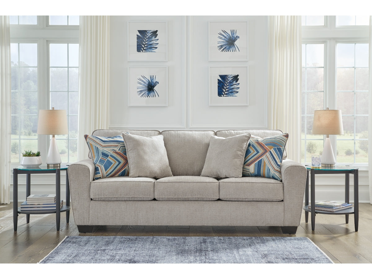 Cashton Chunky Plush Sofa with Textured Upholstery and Pillows
