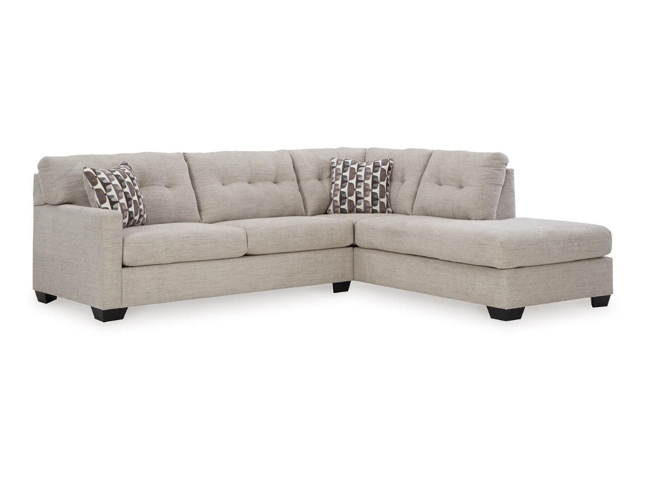 Mahoney 2-Piece Sectional Sofa with Chaise Tufted Back Pebble