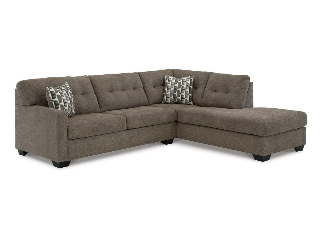 Mahoney 2-Piece Sectional Sofa with Chaise Tufted Back Pebble