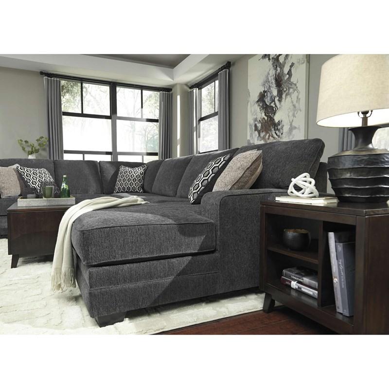 Benchcraft Tracling Slate Fabric 3-Piece Sectional with Corner Chaise Sofa